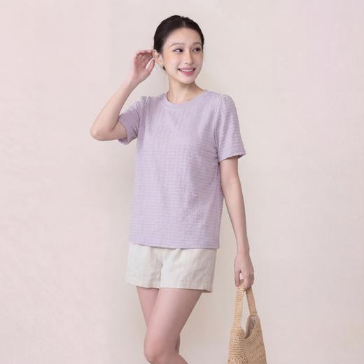 奢姿大码女装2026夏季减龄钉珠织带圆领T恤胖妹妹肌理感时尚上衣9962172135 商品图4