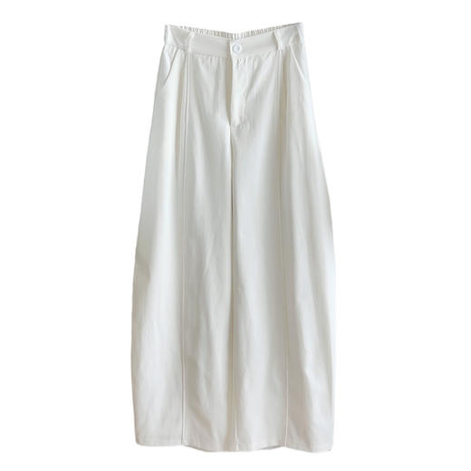 【设计感松紧腰弯刀裤】春新款 简约纯色小个子 宽松休闲显瘦阔腿裤潮  商品图1