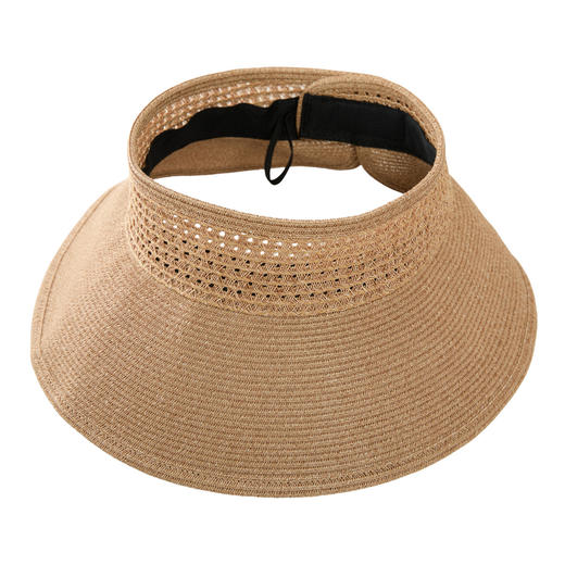 三彩2026新款空顶大帽檐遮阳帽沙滩海边出游夏编织可卷收纳帽子女 商品图3