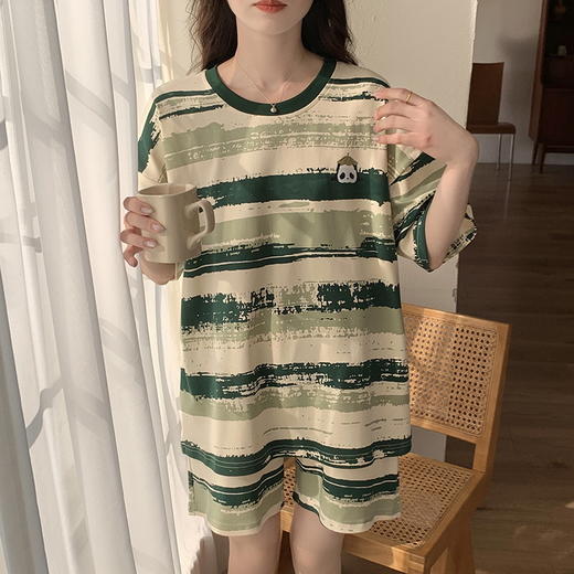 短袖睡衣女夏季薄款卡通少女学生圆领夏天可外穿家居服 商品图1