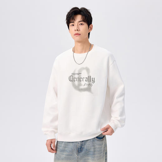 gxgjeans男装2026春款男士圆领卫衣通勤休闲百搭上衣简约潮流加绒套头衫男K&C 商品图1