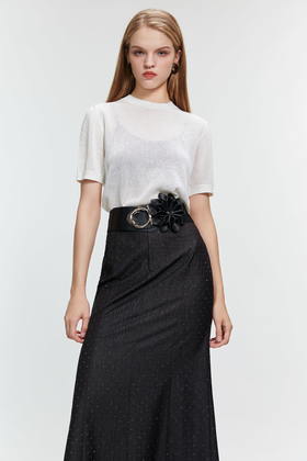 SAFICOO 立体勾花透气显瘦通勤休闲针织衫