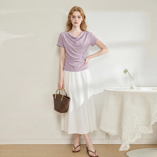 西遇法式轻熟风高级感2026夏季新款荡领无袖上衣女气质修身T恤H0060224 商品图1