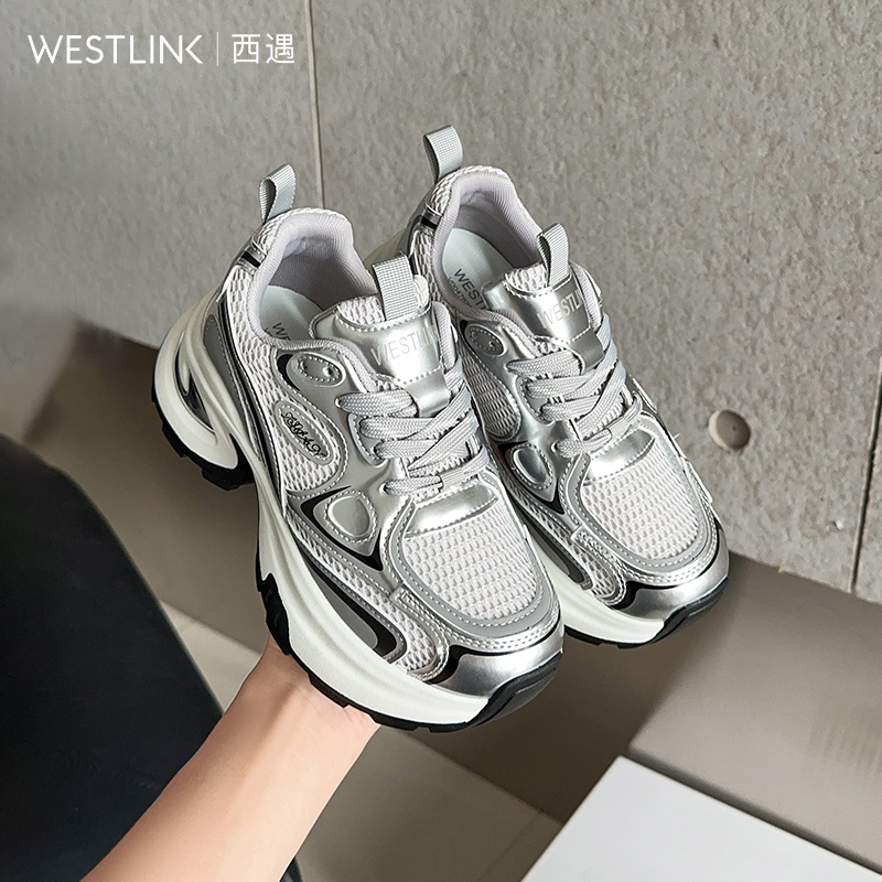 【限时秒杀】西遇老爹鞋女鞋2026新款春季透气休闲百搭小个子增高厚底运动鞋子V0066313