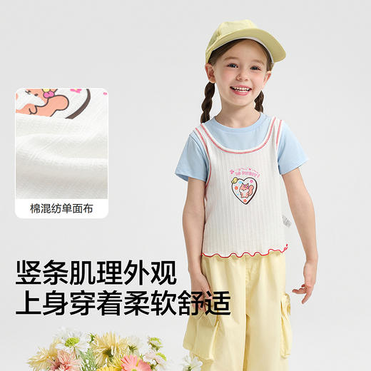 【balaOne】巴拉巴拉童装短袖t恤儿童2026新款夏装女童假两件上衣 商品图3