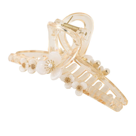 三彩2026新款立体花朵仿珍珠透明抓夹发夹轻盈百搭半扎发通勤仙气 商品图3