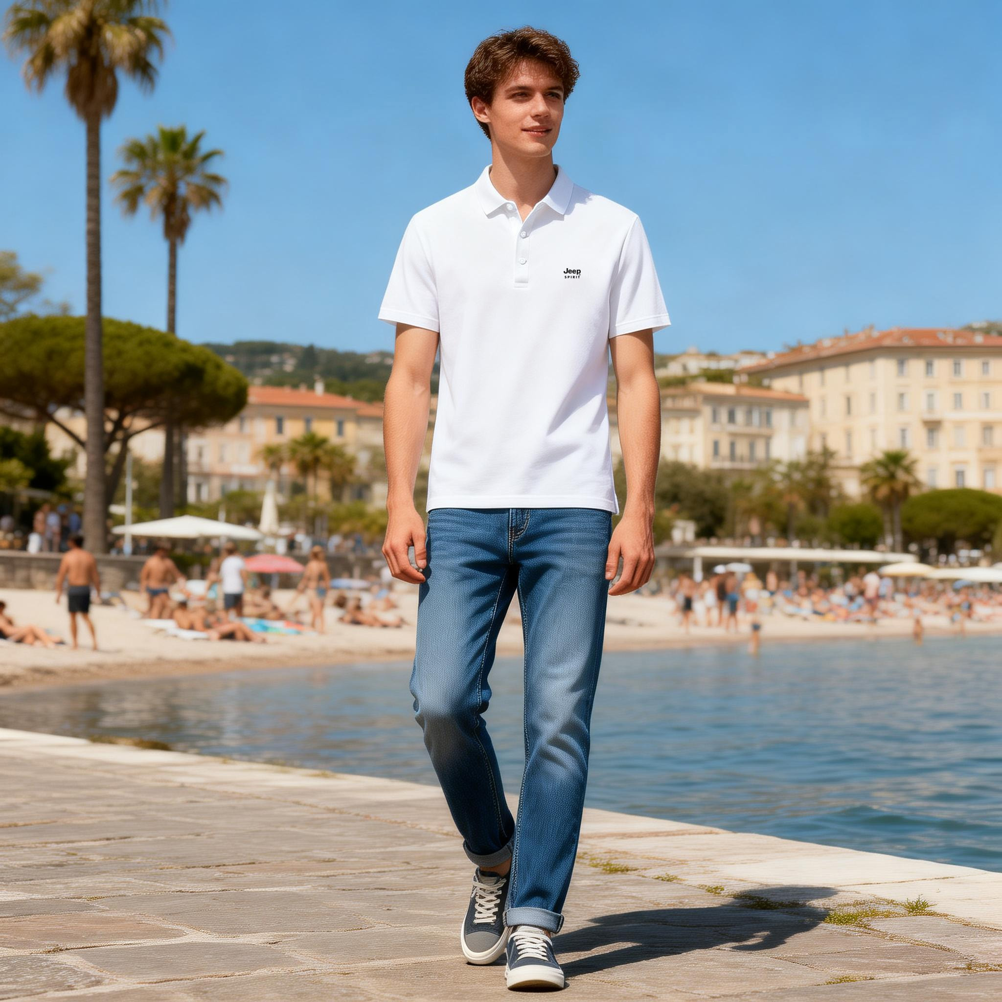 【JEEP SPIRIT冰丝无痕POLO衫速干衣JP-CS261199款 】翻领无缝压胶  亲肤柔软不闷汗  冰感面料85%锦纶+15%氨纶