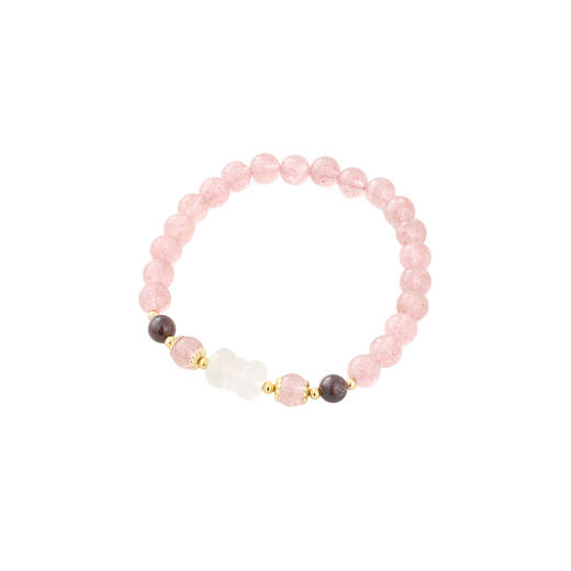 三彩2026新款国风粉润草莓晶白玛瑙手串聚财纳福温婉小众简约送礼 商品图1