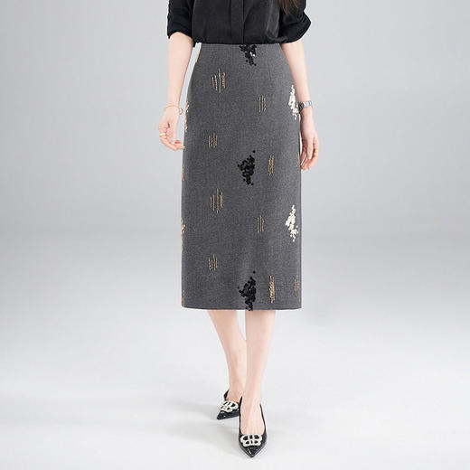 「自」全新升级【铂金会员174/天猫229/差价55】(14512)洛诗琳复古亮片高腰半身裙女2026春夏季新款显瘦显腿长A字裙 商品图1