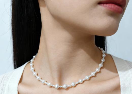 爱心抽拉扣 8-9mm大珍珠+小米珠项链 纯银 浪漫可调 [发：9] 商品图1