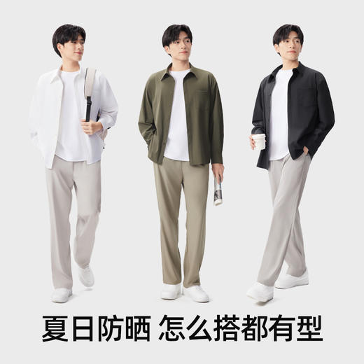 小野和子男士宽松防晒衬衣 蓝色防紫外线冰丝长袖薄外套26新款夏25SS0002 商品图3
