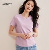 免烫抗皱80支长绒丝光棉丝滑凉感时尚圆领正肩短袖肩腰线套头T恤 商品缩略图0