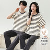 情侣睡衣夏季短袖长裤薄款韩版卡通可爱男女士家居服带胸垫可外穿 商品缩略图1