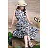 苎麻天丝 米思阳2026夏季新款优雅黑白抽象印花大圆领连衣裙中长款裙子女6138 商品缩略图2