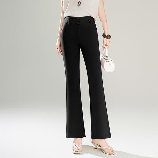 「自」全新升级【铂金会员137/天猫179/差价42】(13223)洛诗琳气质高腰微喇裤女2026新款修身显瘦通勤喇叭休闲长裤 商品图0