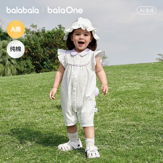 【balaOne】巴拉巴拉宝宝连体衣婴儿哈衣女童2026新款精致甜美萌 商品图0