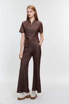 SAFICOO 撞色线收腰显瘦免烫喇叭裤