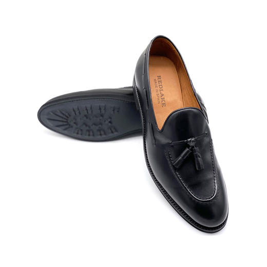 断码特价46码——西班牙原产手工制作男士经典流苏乐福鞋黑色小牛皮（超轻款） 商品图6