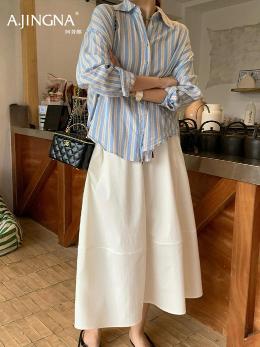 【UPF50+】阿菁娜春季新款山本半裙UPF50+凉感抗皱3D立体剪裁拼接花苞量感F31C213025 商品图3