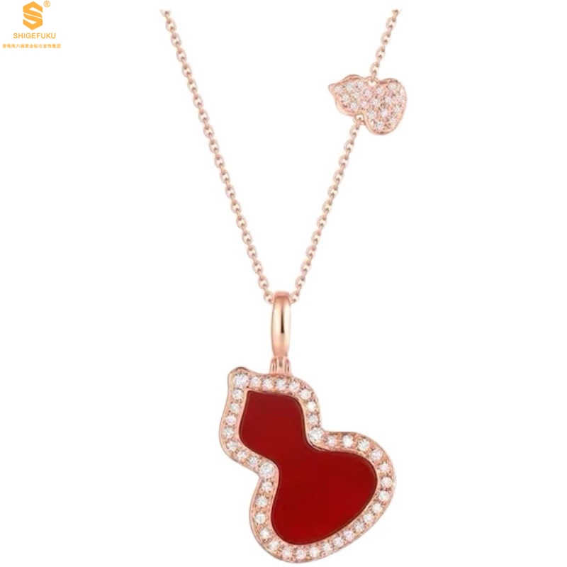 【香港周六福黄金钻石首饰】麒麟吉祥红气质摆动葫芦项链+高定礼盒