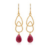 E25I054 Piara 925银镀18K金红宝石耳环耳钉长款 商品缩略图2