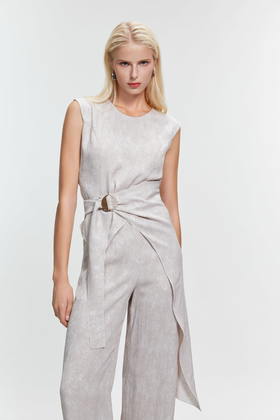 SAFICOO 不对称绑带醋酸无袖衬衣