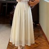 邂逅优雅~赫本风100%桑蚕丝高腰网纱半身裙女蕾丝A字长裙 商品缩略图3