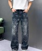 F040203春秋季新款休闲时尚百搭直筒满印提花款男士牛仔裤长裤 商品缩略图2