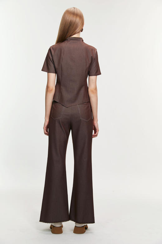 SAFICOO 撞色线收腰显瘦免烫喇叭裤 商品图3