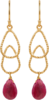 E25I054 Piara 925银镀18K金红宝石耳环耳钉长款 商品缩略图0