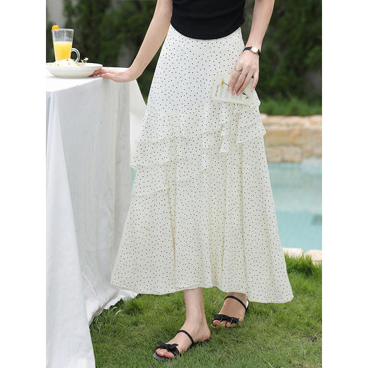 鹿向南【0405/20:00新品前1小时7折限量100件】白色波点半身裙 商品图3