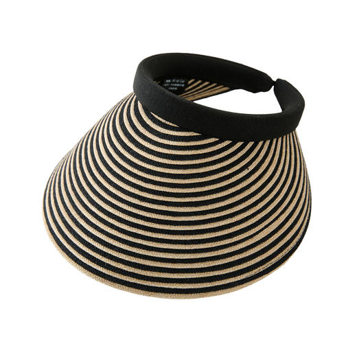 三彩2026新款空顶大帽檐遮阳帽黑白条纹海边出游夏编织帽子鸭舌女 商品图3