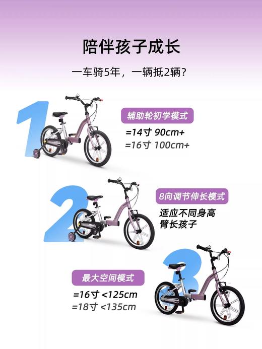 萌大圣 EB01儿童自行车 3-6-9岁女孩男孩铝合金伸缩车成长骑士(16寸款 适用100-135cm) 商品图2