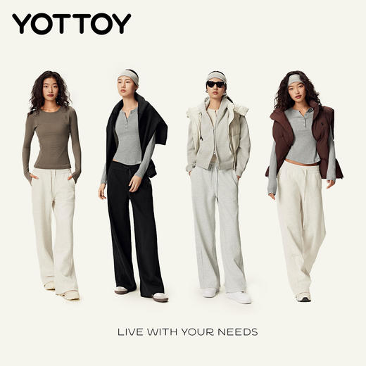 YOTTOY 加绒阔腿裤运动裤高腰直筒瑜伽长裤女宽松显瘦休闲裤秋冬 商品图4