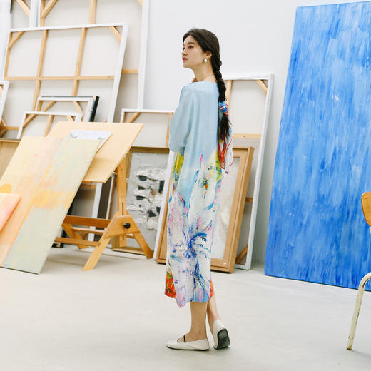 绽放176朵/「余味-1」连衣裙*zijun联名系列干丝底印花茧型长裙子 商品图2