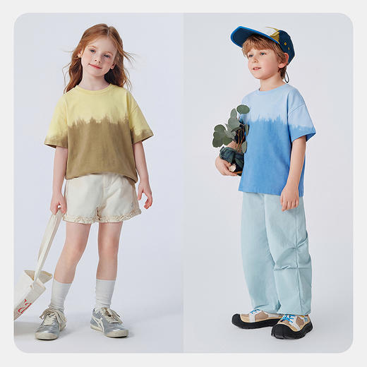 [纯棉]迷你巴拉巴拉男女童短袖T恤扎染水洗渐变上衣2026夏季新款 商品图3