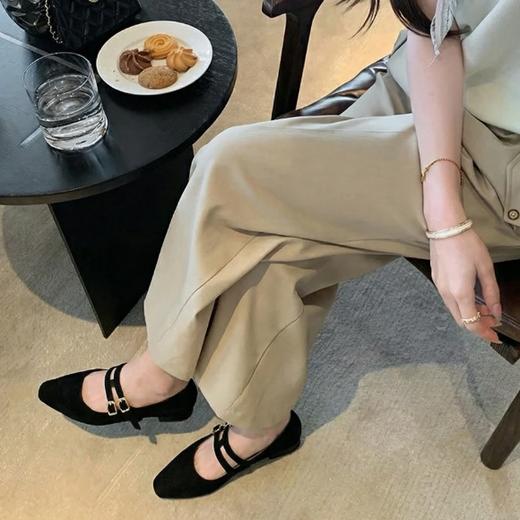 三色复古双带内增高玛丽珍小跟鞋 商品图4