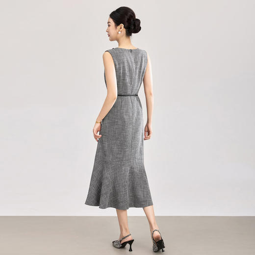 「高货wl」全新升级【铂金会员395/天猫529/差价134】(05648)洛诗琳法式通勤收腰连衣裙2026新款重工钉珠无袖鱼尾裙女 商品图3