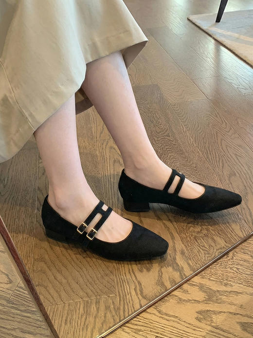 三色复古双带内增高玛丽珍小跟鞋 商品图13