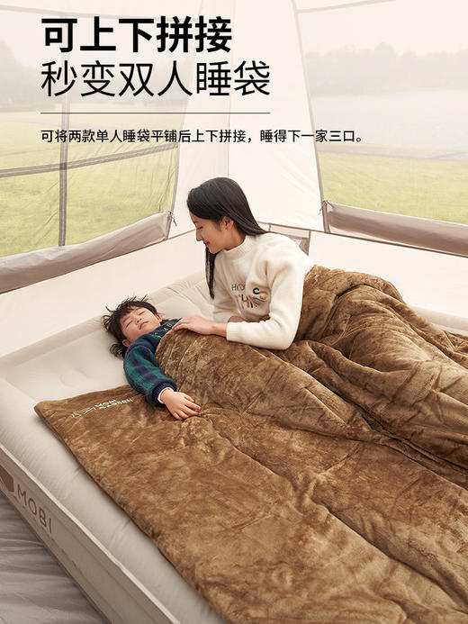 牧高笛柔月珊瑚绒睡袋秋冬款成人户外冬季露营抗寒单双人保暖 商品图0