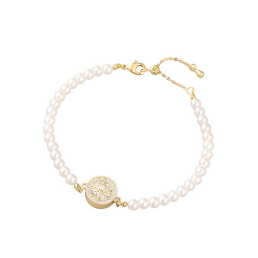 三彩2026新款八芒星珍珠手链轻奢精致简约个性通勤约会小众可调节 商品图2