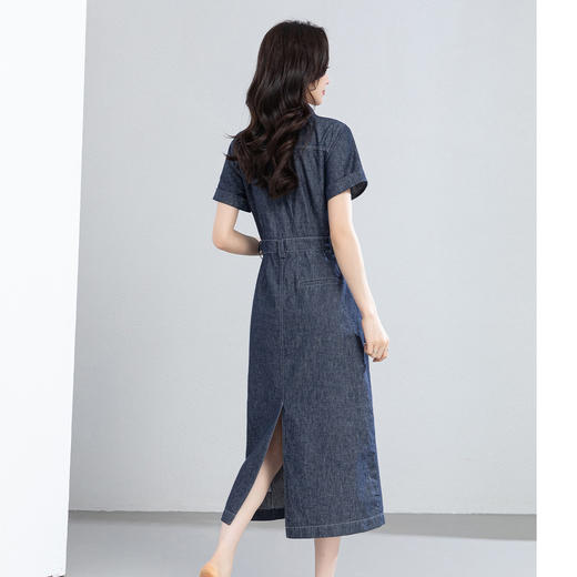 「高货xg」全新升级【铂金会员321/天猫429/差价108】(10456)洛诗琳复古棉麻连衣裙女2026夏季新款法式收腰牛仔中长裙 商品图3