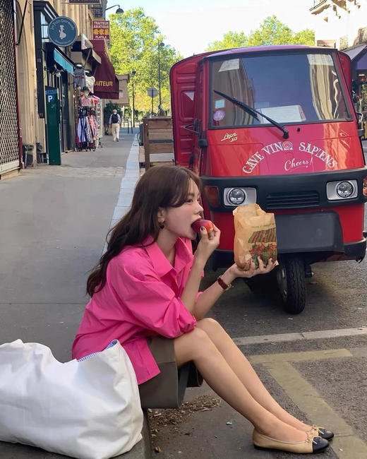 直接白三个度人间富贵粉纯棉衬衫 商品图11