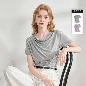 西遇法式轻熟风高级感2026夏季新款荡领无袖上衣女气质修身T恤H0060224