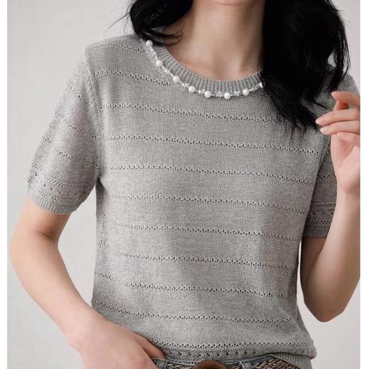 悠悠晴日～法式清新无缝针织衫女莱赛尔轻奢宽松显瘦短袖上衣 商品图3