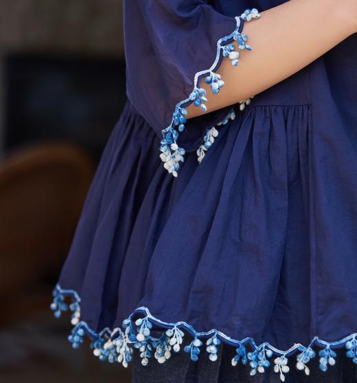 【林栖设计小店】植物染色|手工花边纯棉多色2026夏新款衬衫上衣两件套 商品图6