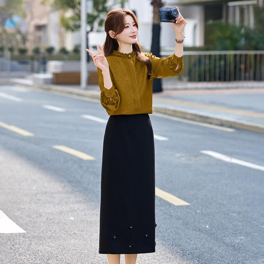 时尚套装春季新款女装纯色气质衬衫半身裙两件套裙KJFA1261-6 商品图2