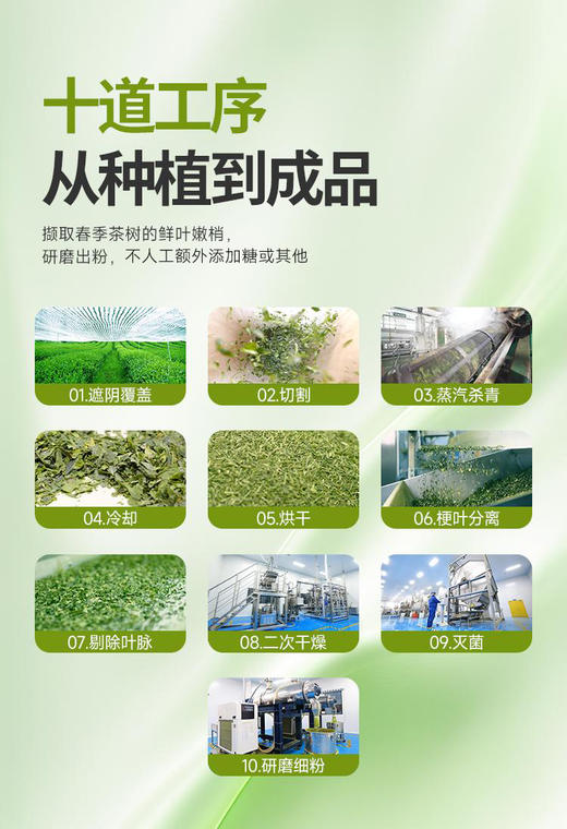 西域美农 铜仁雾青抹茶粉 100%抹茶粉 微苦回甘 商品图6