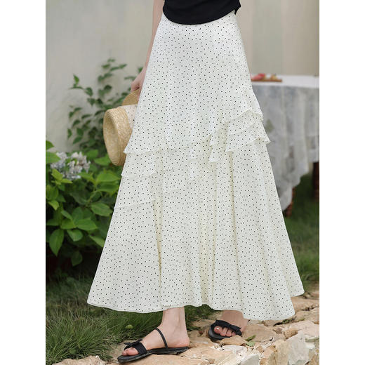 鹿向南【0405/20:00新品前1小时7折限量100件】白色波点半身裙 商品图1