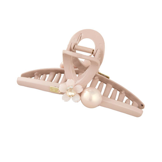 三彩2026新款浅粉仿珍珠小樱花抓夹轻奢千金风温柔甜美约会下午茶 商品图1